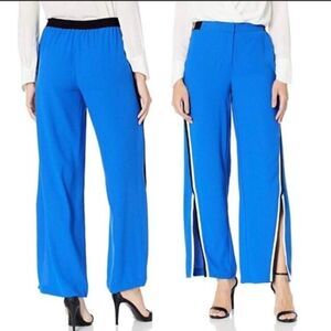 Nicole Miller New York Women's Royal Blue Wide Leg Athletic Stylish Slacks